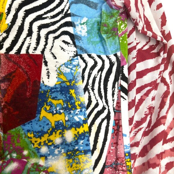 Faust Vintage Zebra Beaded Fringe Rainbow V-Neck Long Sleeve Top Size 42 US 12 - Picture 9 of 12